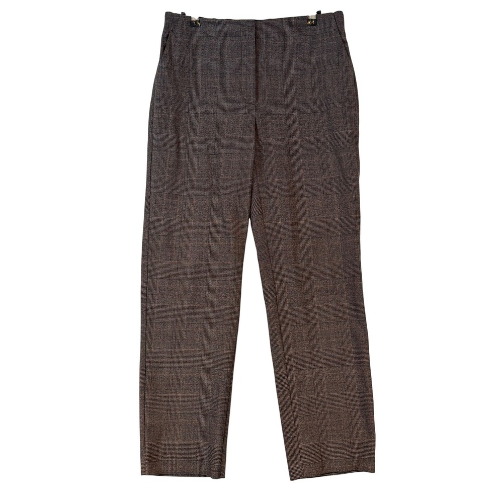 LOFT Curvy Slim Ankle Pants Brown Glen Plaid Check Trousers •6• Preppy Career